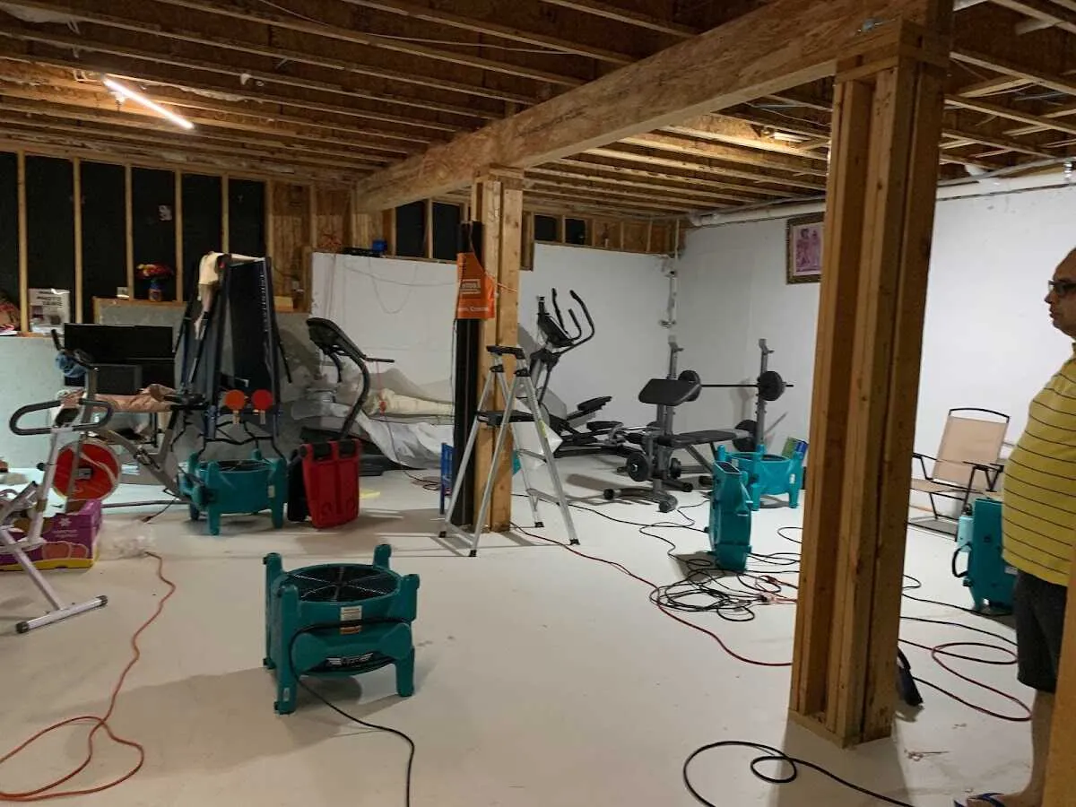 Basement drying equipment setup for Structural Drying in Colts Neck
